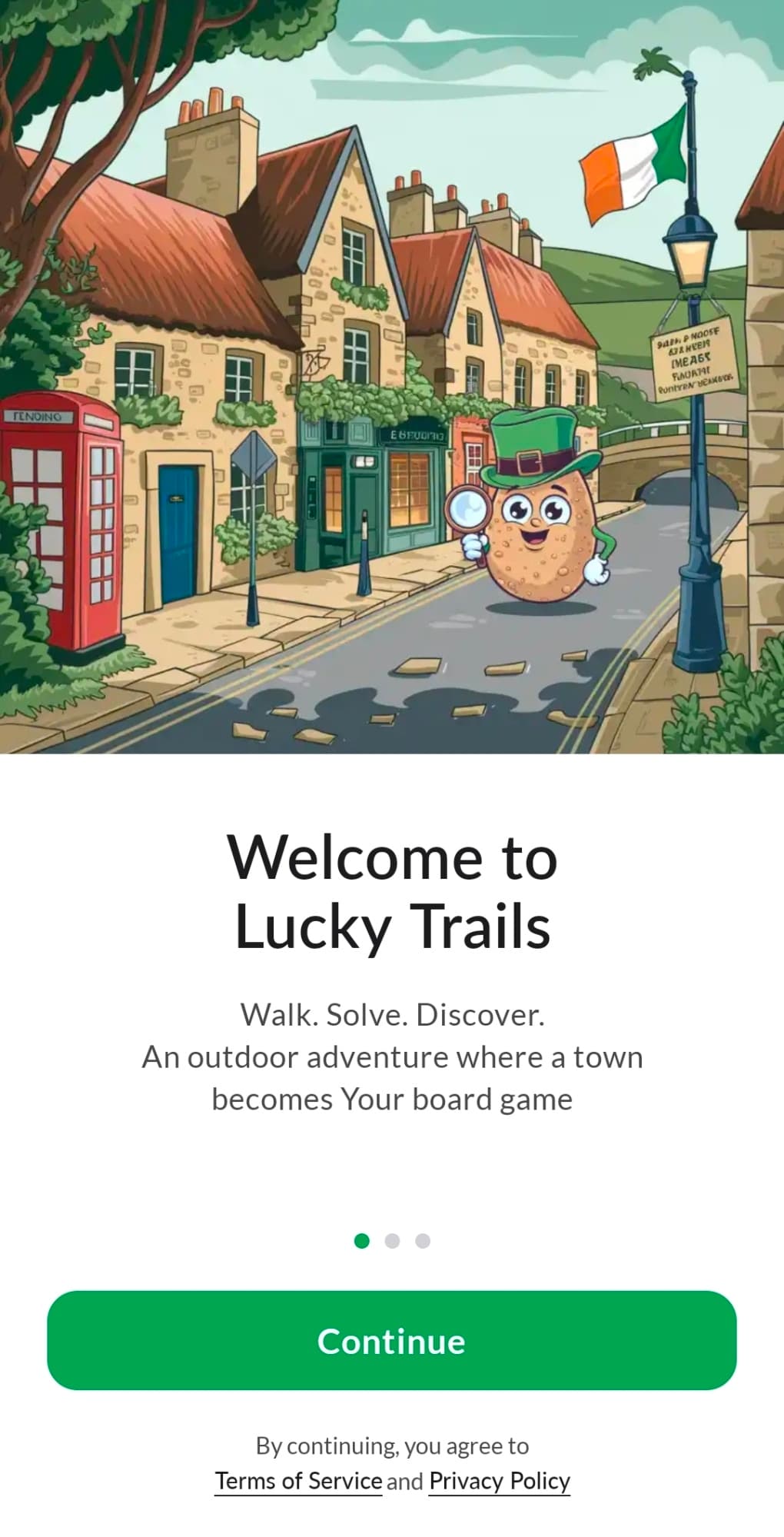 Lucky Trails app welcome screen